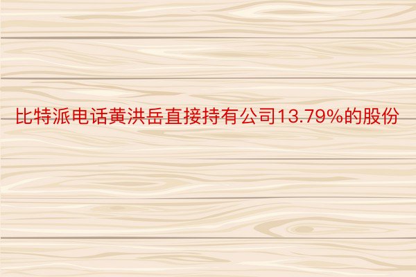 比特派电话黄洪岳直接持有公司13.79%的股份