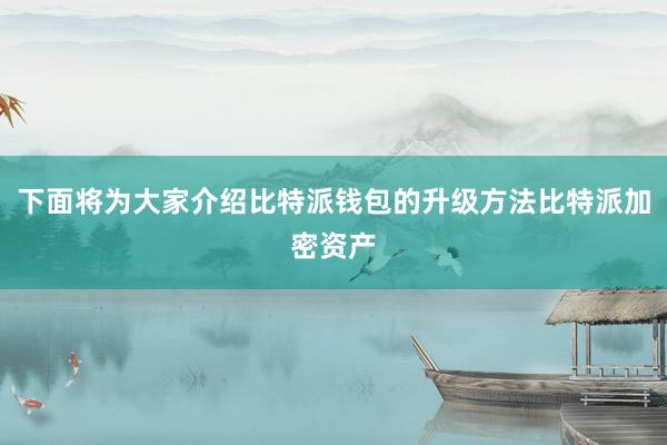 下面将为大家介绍比特派钱包的升级方法比特派加密资产