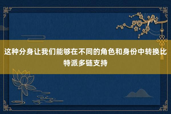 这种分身让我们能够在不同的角色和身份中转换比特派多链支持