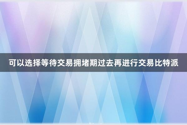 可以选择等待交易拥堵期过去再进行交易比特派