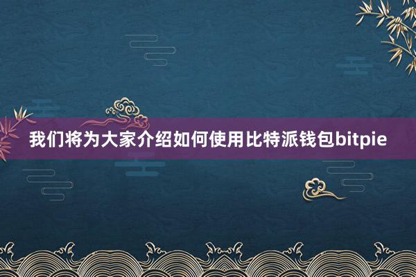 我们将为大家介绍如何使用比特派钱包bitpie