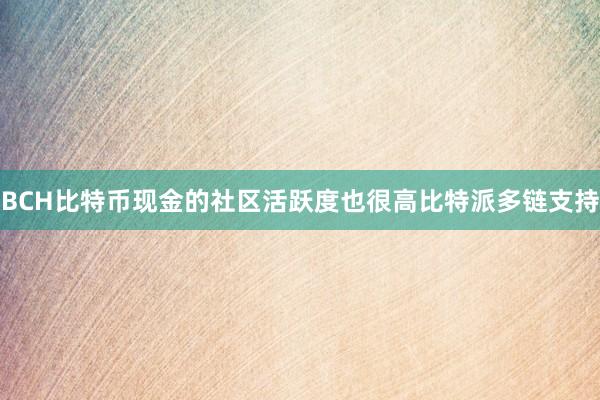 BCH比特币现金的社区活跃度也很高比特派多链支持